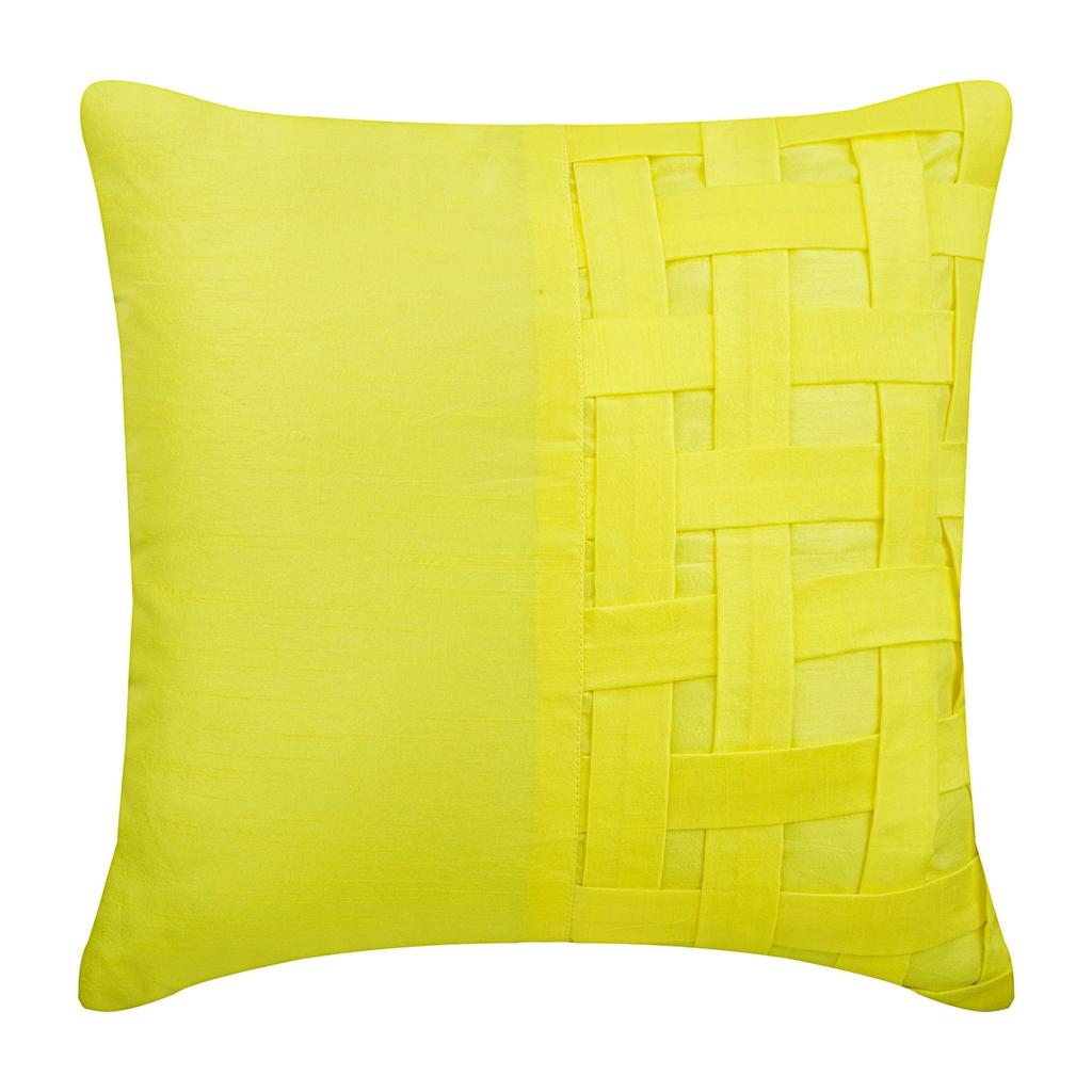 The HomeCentric Custom Yellow Shams Textured Pintucks Pillow Sham Pillow Sham Silk Pillow Shams Contemporary Pillow Shams Solid - Yellow Brick Road