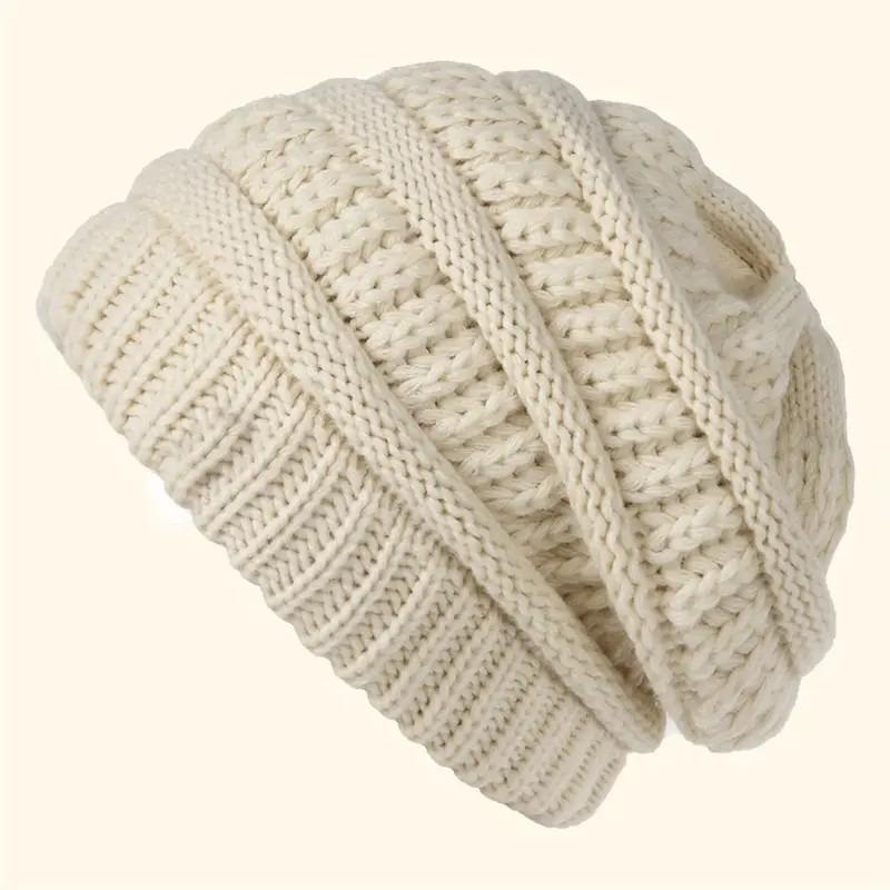 Women's Winter Beanie Hat with Extra-Large Circumference Thickened for Warmth Wide-Circumference Knit Hat Windproof and Cold-Resistant