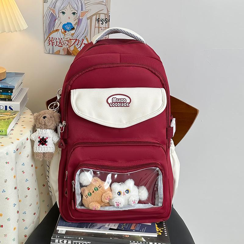 High value, fresh and sweet contrasting color backpack, lightweight and large-capacity backpack for junior high school students