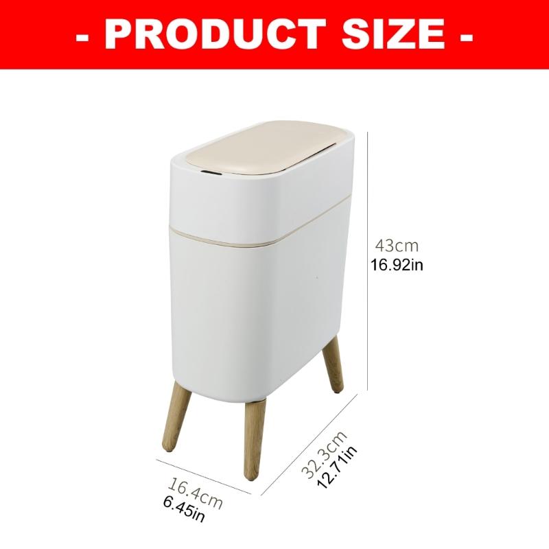 Bedroom Waste Bin 10L with Automatic Lid and Soft Close, Small Trash Can for Bathroom, Office, and Living Room Waste Collection Use