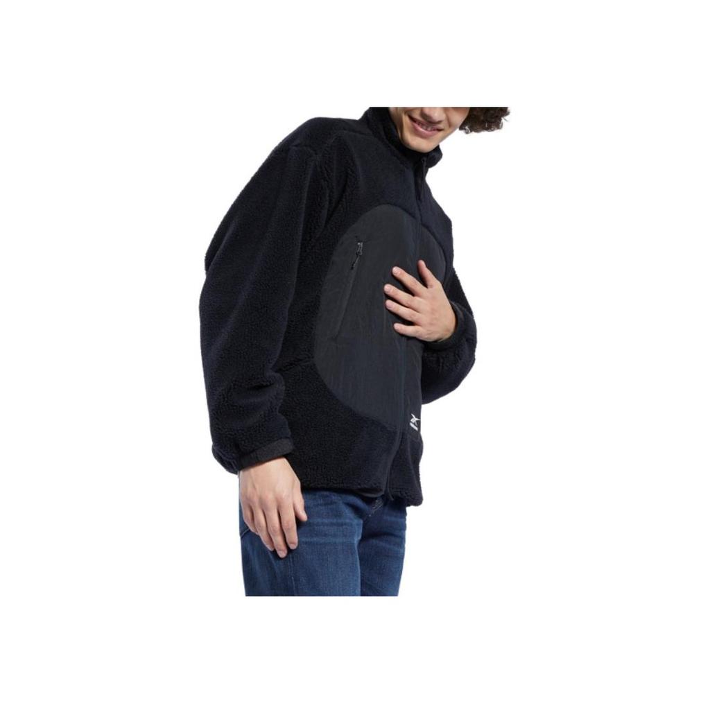 Reebok X Eightyone Collaboration Thickened Zipper Stand Collar Jacket Unisex Jacket Black HF5396