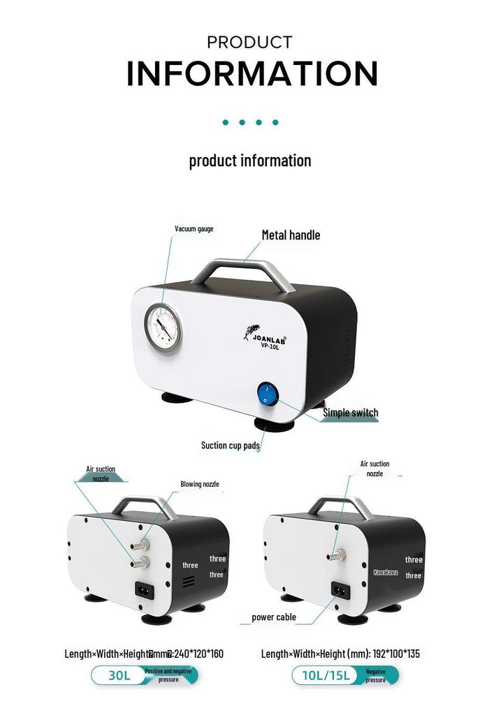 JOANLAB Adjustable Oil-Free Vacuum Pump for Lab Filtration