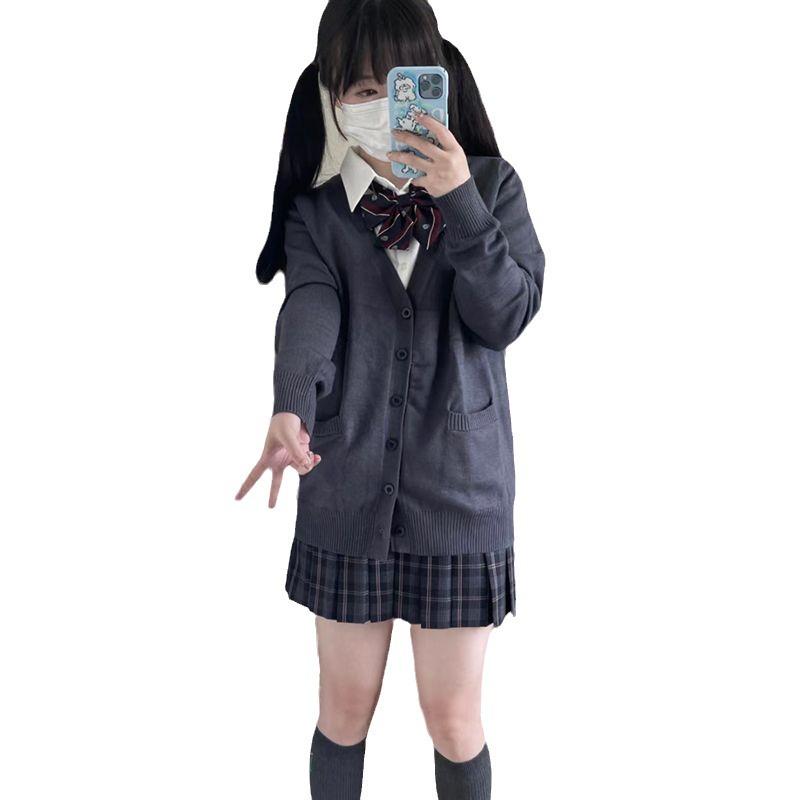 Japanese JK School-Style V-Neck Cardigan - Autumn/Winter Loose Knit Sweater for Women