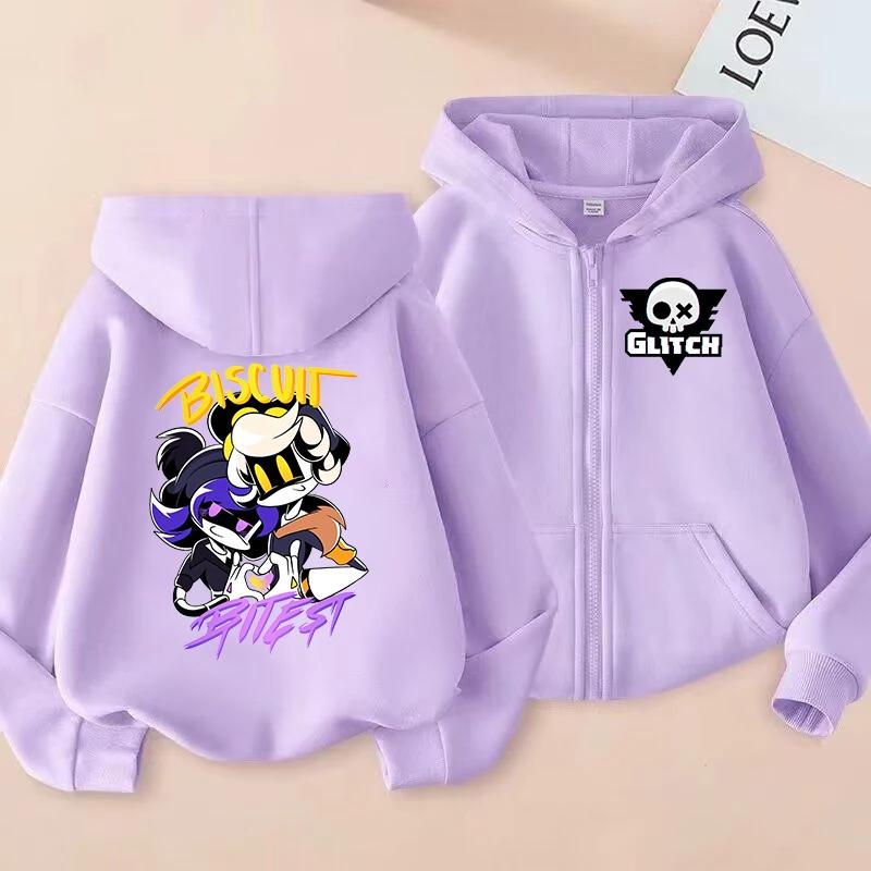 Murder Drones Zipper Hoodie Cartoon Girls Coat Fashion Zip Up Clothes Purple Autumn Jacket Kids Anime Hooded Sweatshirt Gift