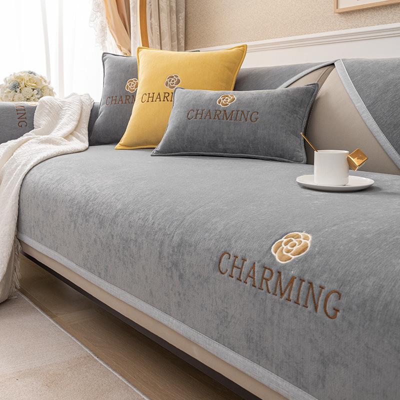 

Sofa Cushion Four Seasons Universal Simple Modern Sofa Cover Universal All-Inclusive Chenille Cushion Cover Cloth 70*70