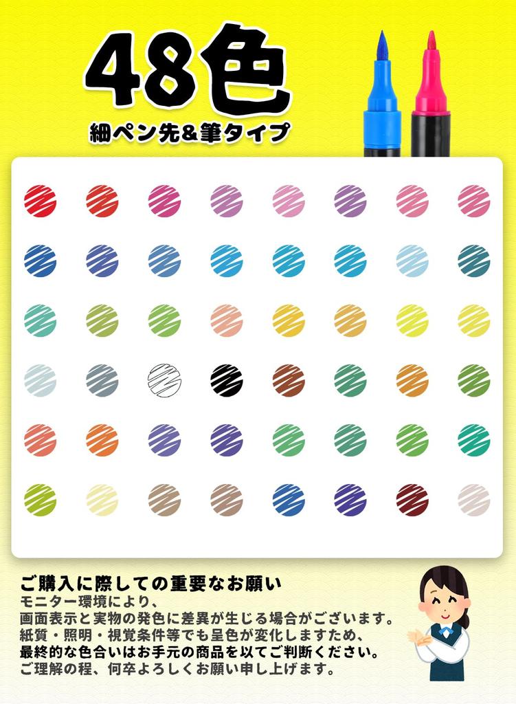 Acrylic Marker Set, 48 Colors, Water-Based, Non-Toxic, Waterproof, Quick-Drying, Light-Resistant, with Thick and Fine Ends, for Writing On Plastic, Gl