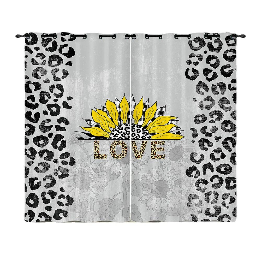 Curtains Sunflower Plant Bedroom Curtains Digital Printing Blackout Curtains No Punching