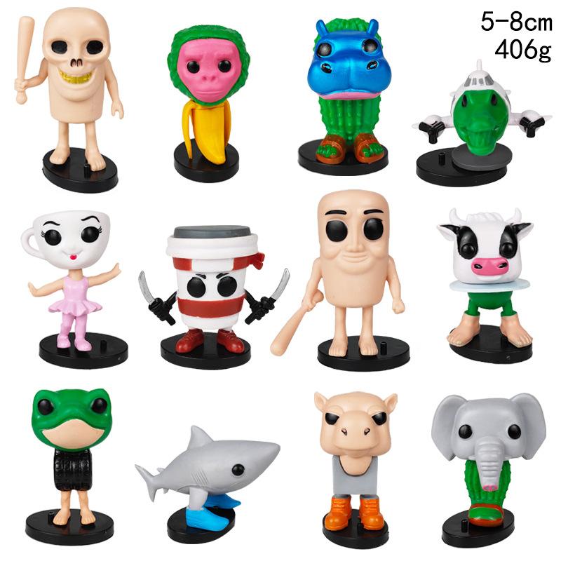 Tung Tung Sahur Conjunto de Figuras de Anime 3D Monstro Híbrido Criativo Brinquedo Modelo Decoração Presente para Crianças Estátua Miniatura de PVC Colecionável
