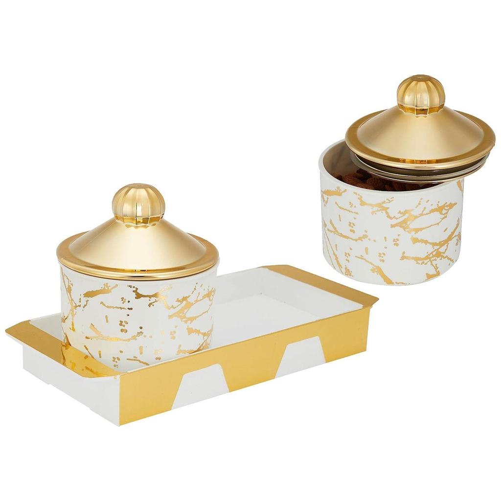 Air-Tight Dry Fruit Container Tray Set With Lid & Serving Tray, Airtight Plastic Storage Container Set 500 ml | Set of 2, White