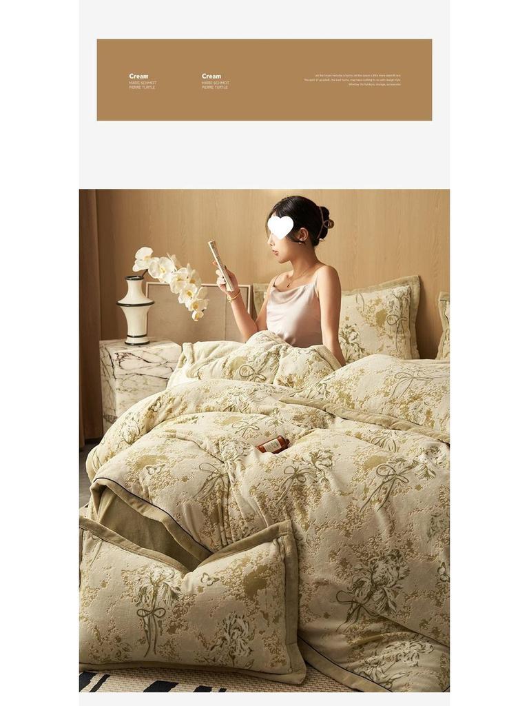 G5Z High Gram Milk Velvet Duvet Cover Set - Single Piece, Autumn/Winter, Thick & Warm with Pillow Covers.