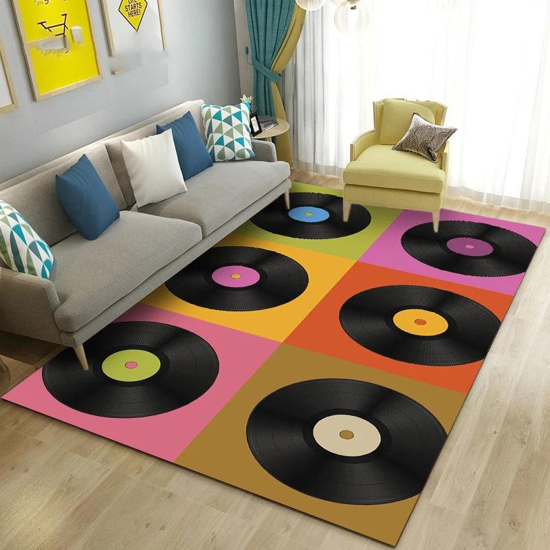 3D Vintage Classical Music Vinyl Record Area Rug Carpet Living Room Decor Bedroom Sofa Carpets Bedside Non-slip Mat Doormat