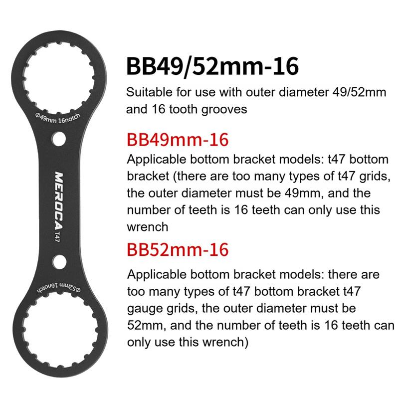MEROCA Bicycle Bottom Bracket Wrench Bike BB Wrench Removal Installation Tool BB39 BB40.5 BB44 BB46 BB49 BB52 T47 16/24 Notch BB49 BB52