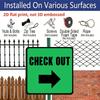2D Flat 1pc Square Metal Hanging Aluminum Plaque, Green CHECK OUT Right Arrow Directional Sign, Direction Indicator Decor for Grocery Store