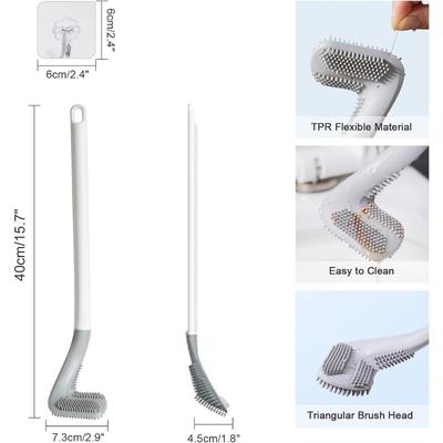 Silicone Long Handled Toilet Brushes, Golf Toilets Cleaning Brush, Flexible Bendable 360°Deep Toilets Bowl Cleaning Brush for Bathroom with Hook