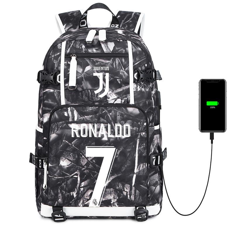 Football Star Cr7 Peripheral Personality Print Youth Backpack Large Capacity Leisure Travel Bag no specification