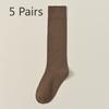 5 Pairs of Female Spring and Autumn Pure Cotton No Trace But Knee Long Leg Socks
