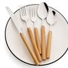 30Pcs Wooden Handle Cutlery Set Stainless Steels Dinner Set Knife Fork Spoon Western Dinnerware Kitchen Flatware