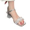 Ladies Shoes On Sale Fashion Ankle Strap Women's Sandals Summer Square Toe Open Toe Solid Dress Transparent Block Heel Sandals