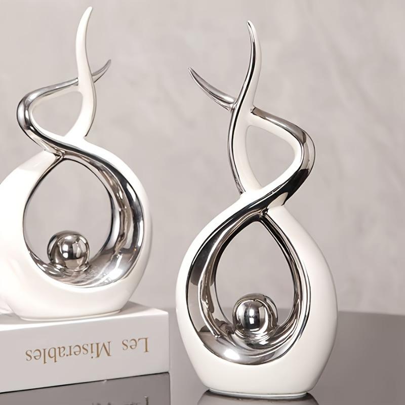 2pcs Set a Pair of Home Decoration Pieces Elegant Decorative Bottles Resin Process Abstract Geometric Design Suitable for Living Room Porch