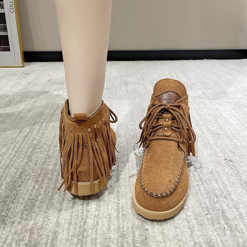 Damenstiefel Frühling und Herbst Mode Bequeme Stiefel Lässig Outdoor Runde Zehe Flache Stiefel Heiße Designerschuhe für Damen