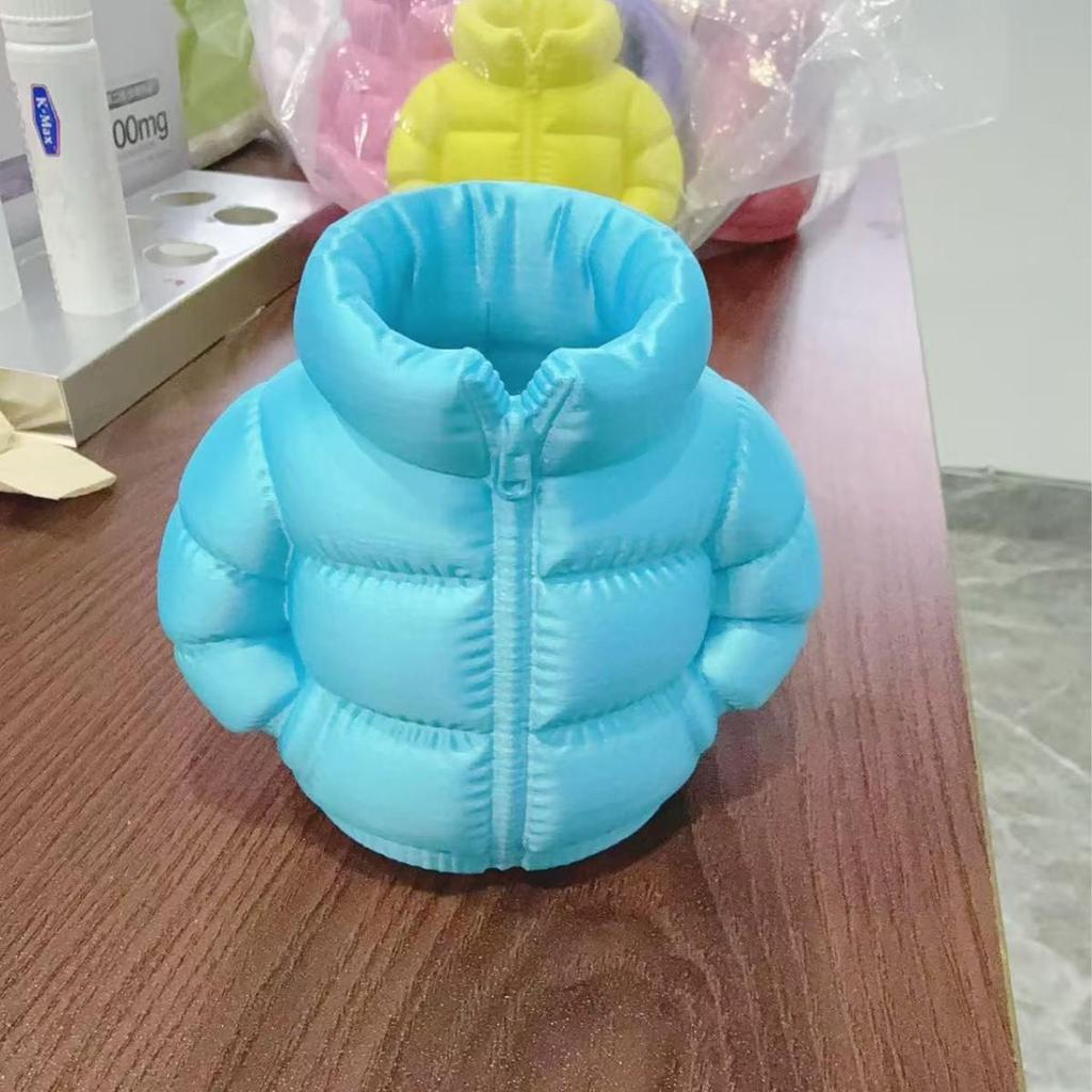 Colorful 3D Printed Down Jacket Pen Holder: Creative Storage Box & Home Toy Gift