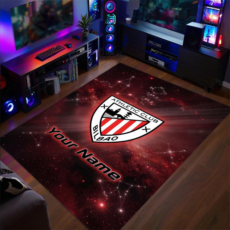 Crystal Velvet Rug Athletic Bilbao FC Print Custom Name Text Floor Mat Home Decor