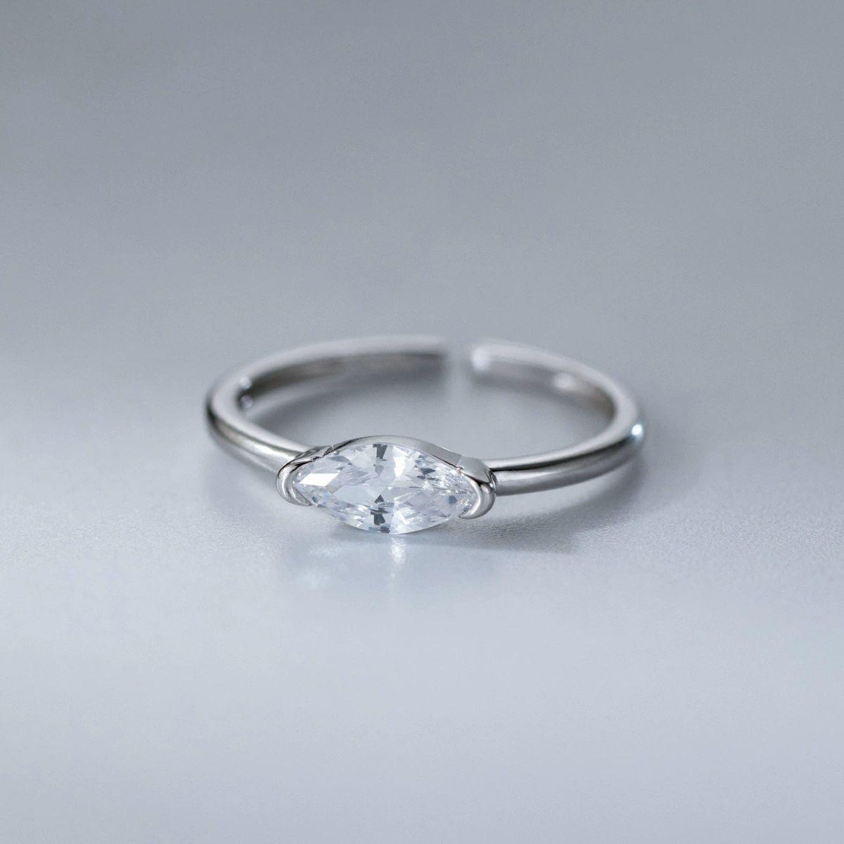 

925 Sterling Silver Rings For Women Geometric Fine Jewelry Finger Adjustable Simple Retro OVal CZ Ring For Party Birthday Gift resizable