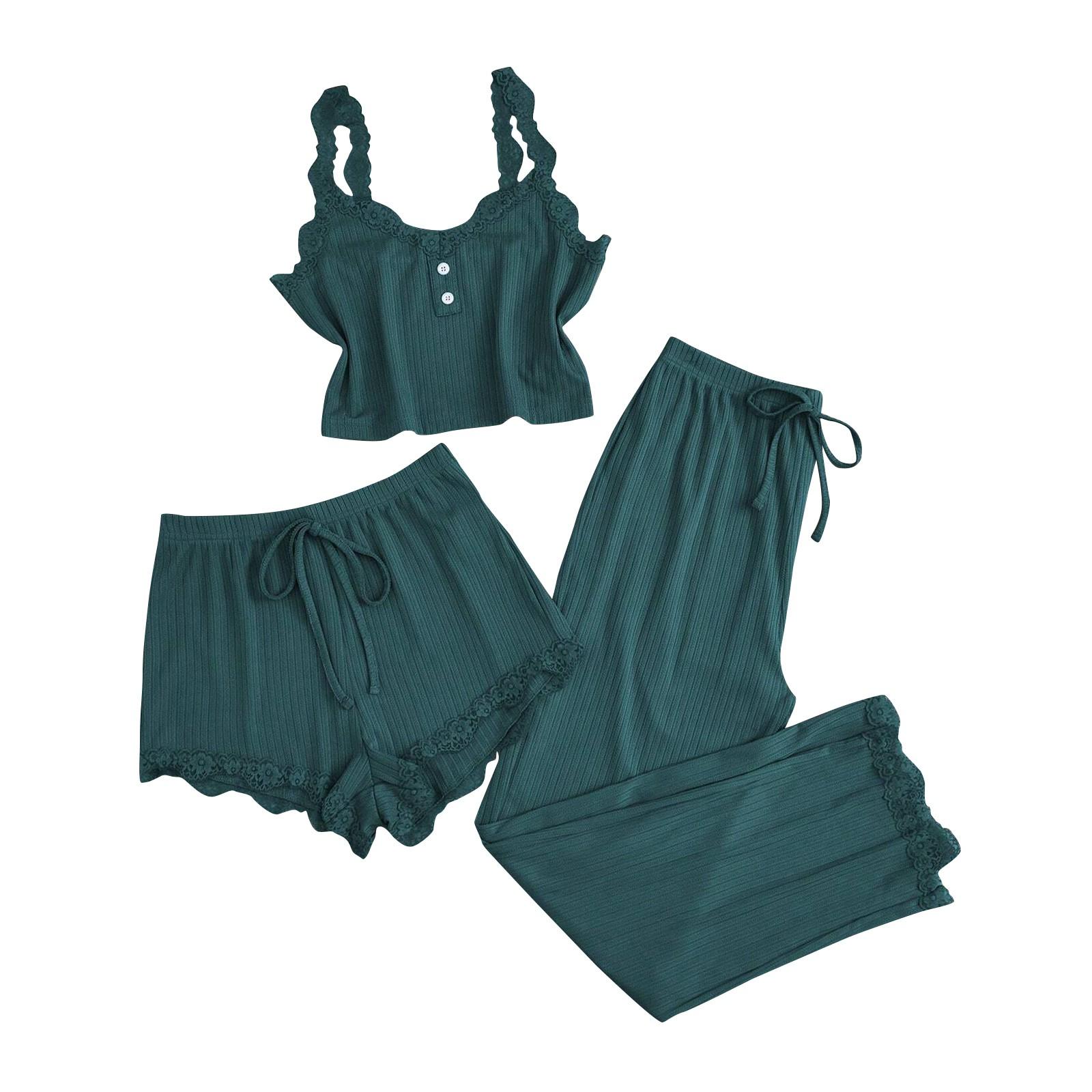 

Women s Lace Lace Three Piece Set, Camisole Vest, Shorts, Pants, Pajamas Set XL