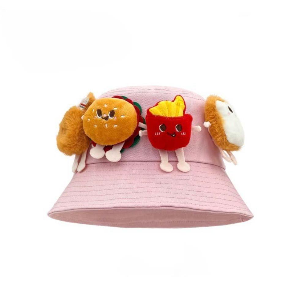 Breathable Sunscreen Basin Cap Adjustable Cartoon Sunshade Hat Cute Hamburger Fisherman Hat  Women