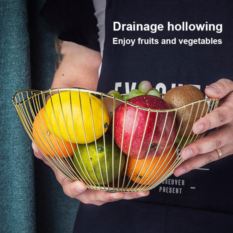 Simple Modern Iron Fruit Basket Fruit Container Bowl Home Creative Snacks Bread Storage Drain Basket Table Snacks Household