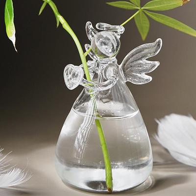 Clear Glass Vases Garden Mini Angel Planter Flower Plant Terrarium Container Wedding Garden Ornaments Vase