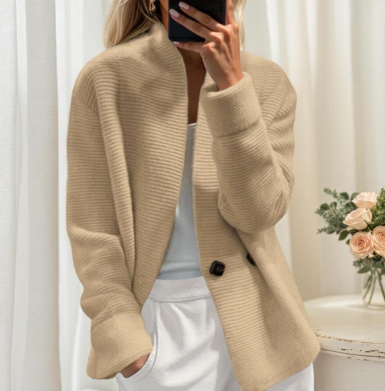 Winter Fall Women Knitted Cardigan Sweater Coat Double Breasted Lapel