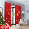 2pcs 2D Flat Printing Merry Christmas Window Curtains Christmas Red Star Snowflakes 100% Polyester Fabric Without Electricity