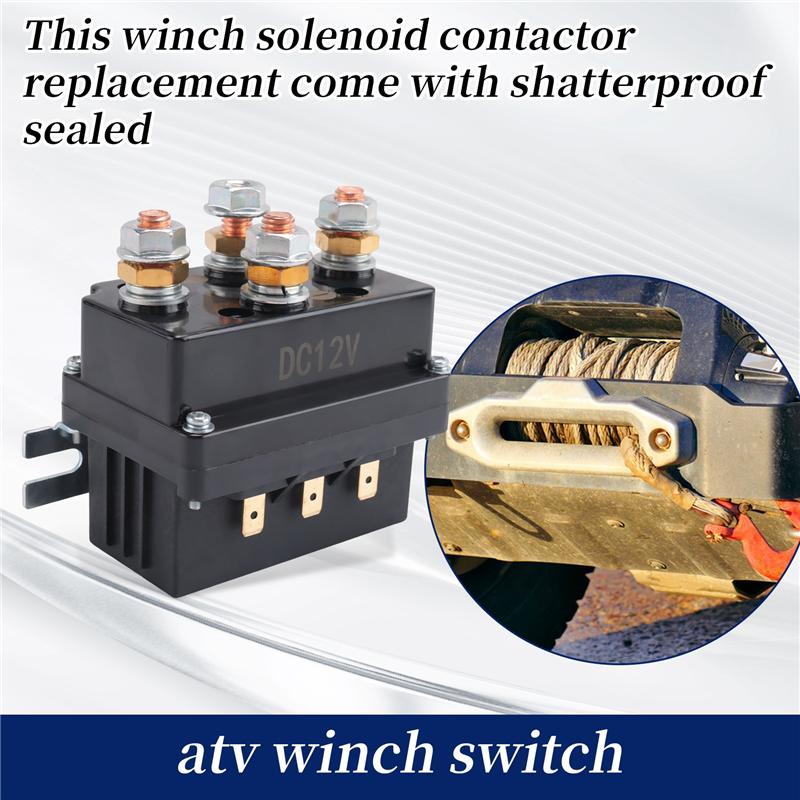 Relais Contacteur Solénoïde de Treuil 12V 500A + Kit Télécommande Sans Fil pour Treuil pour Camion Jeep ATV 5500-12000Lbs (500A)-M53K