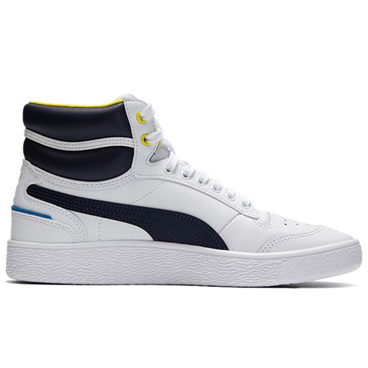 Puma Ralph Sampson Mid Pop - Białe Granatowe Sneakersy Unisex 374925-02