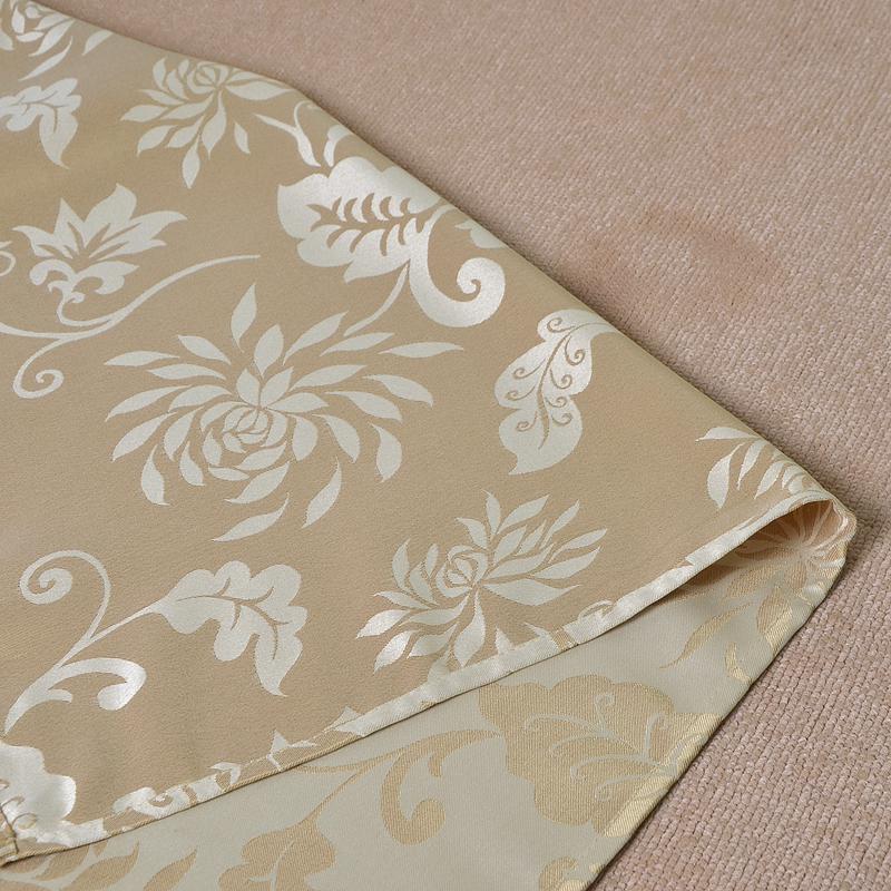 European Style Gold Floral Polyester Curtains for Living/Bedroom, 1.7x2.2m, Various Sizes, Rod Pocket or Hook