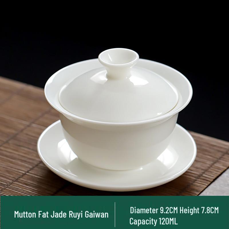 Dehua White Porcelain Gaiwan: Thin Body Sancai Tea Bowl for Kung Fu Tea, Large Ceramic Cup for Home Brewing