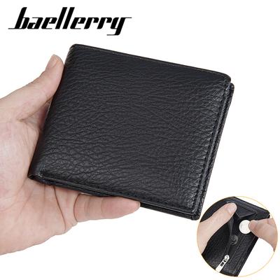 Men's Simple Fashion Multi-Function Short Wallet with Back Zipper Coin Pocket