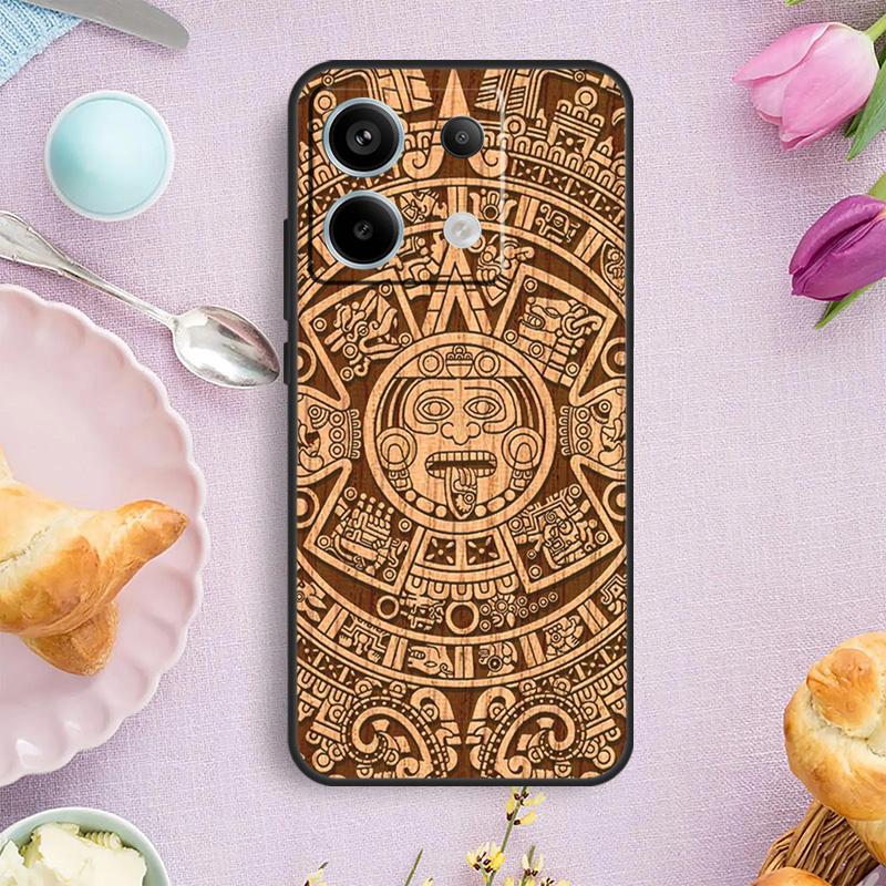 Mayan Calendar Wood Pattern Case For Xiaomi Redmi Note 13 Pro Note 12 11 9 10 Pro 10S 11S 12S Redmi 13C 10C 12C Cover