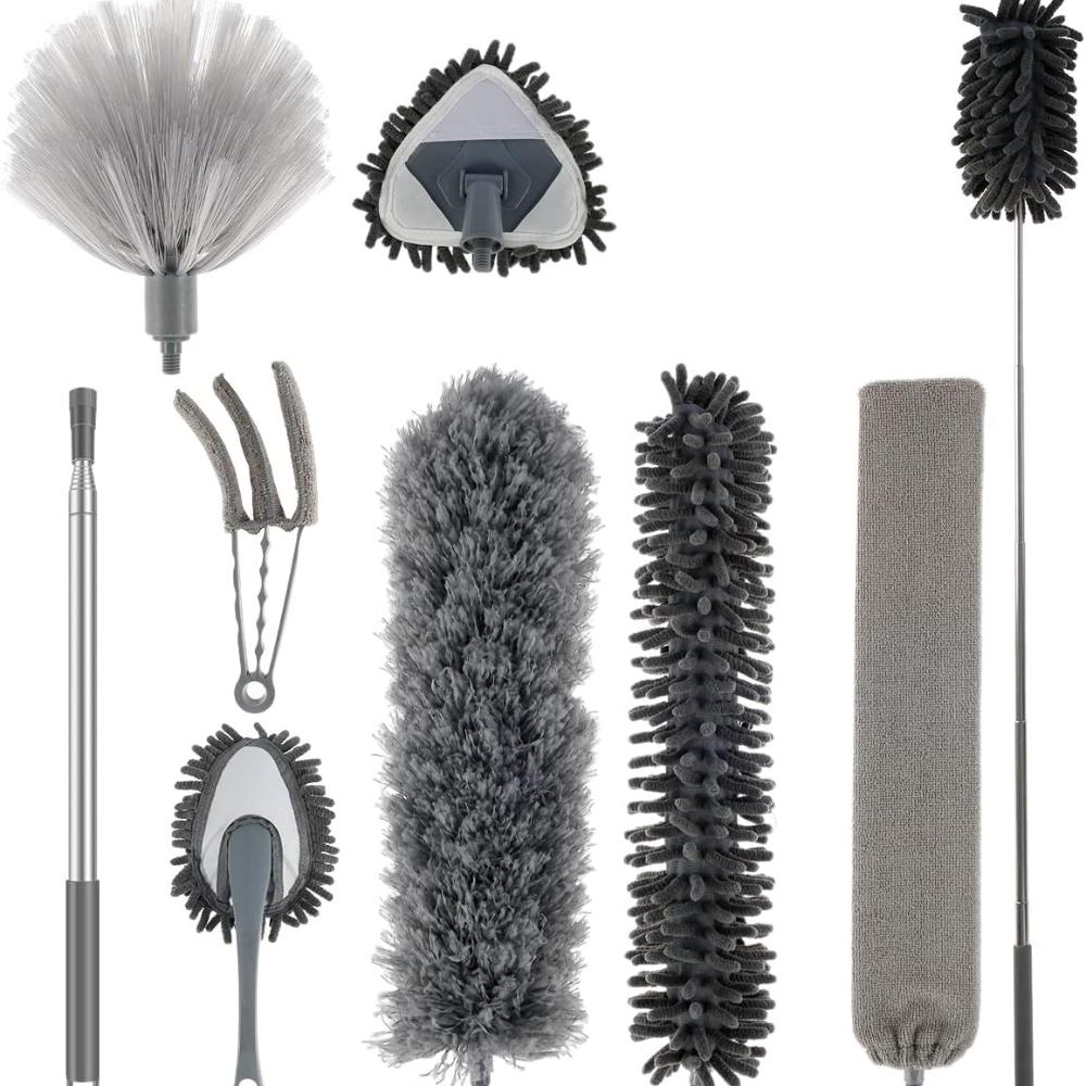 

9 шт. Микрофибра Прочность Удлинитель шеста Телескопический Расширяемый 100 дюймов Микрофибровая пыльца Складная Легкая Пыльца для Потолочного Вентилятора Жалюзи Автомобиля