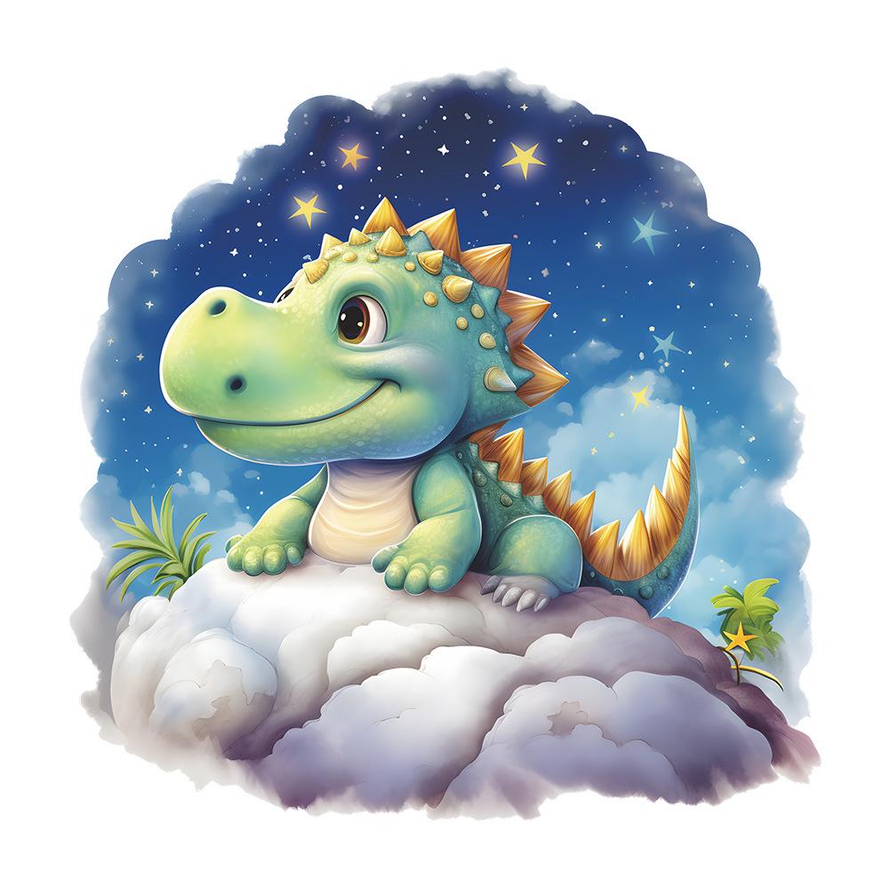 

Whimsical Dinosaur with Stars Toilet and Wall Sticker Set Waterproof Self-Adhesive Removable Decal for Bathroom WC Home Decor 29x29CM різнокольоровий
