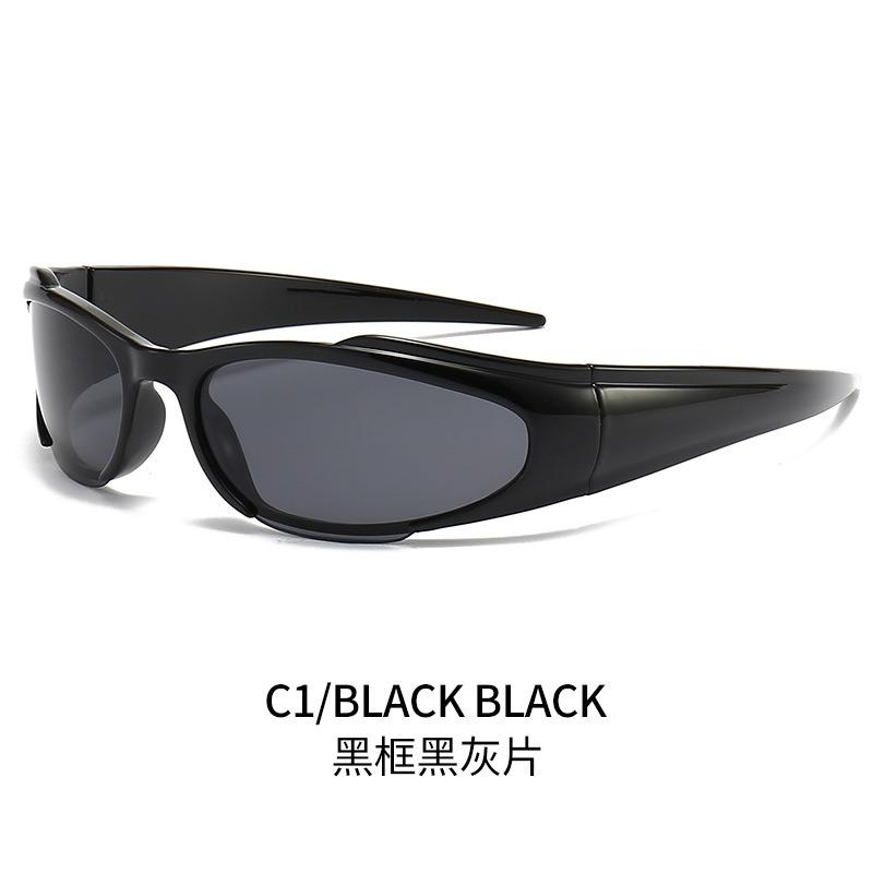 2023 Unique Uv400 Custom logo Sports Fashionable Sunglasses Cat Eye Sports Riding Y2k Wrap Around Sunglasses