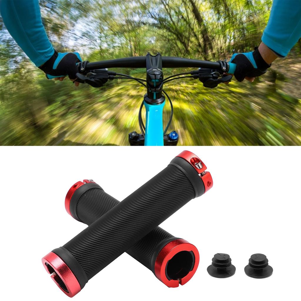 2pcs Bike Grips Rubber Anti Slip Handlebar with Plastic Covers for 22mm Road Mountain Replacement
