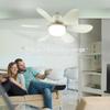 Home LED iling Fan Light E26 E27 Base 3-colour Adjustable Wireless Remote Control 52CM iling Fan Lamp for Bedroom Living