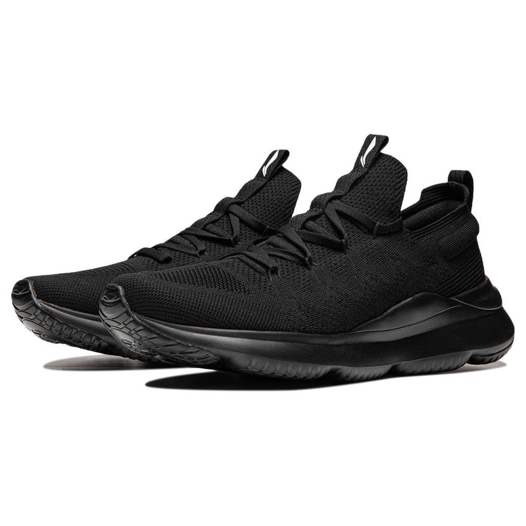 Li Ning Cloud Comfort Cushioning Slip Resistant Abrasion Resistant Breathable Rebound Low top Casual Shoes Men's Black AGLU169-3