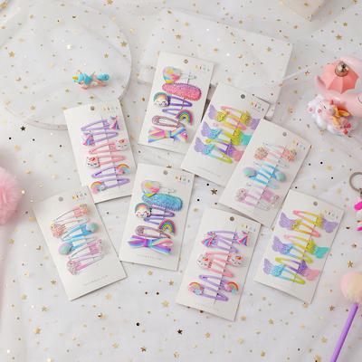 6 Stück/Set Kawaii Cartoon Einhorn Haarspange Regenbogen Haarspange Mädchen Süß Schmetterling Haarschmuck Kopfschmuck Mode Kinder Geschenke