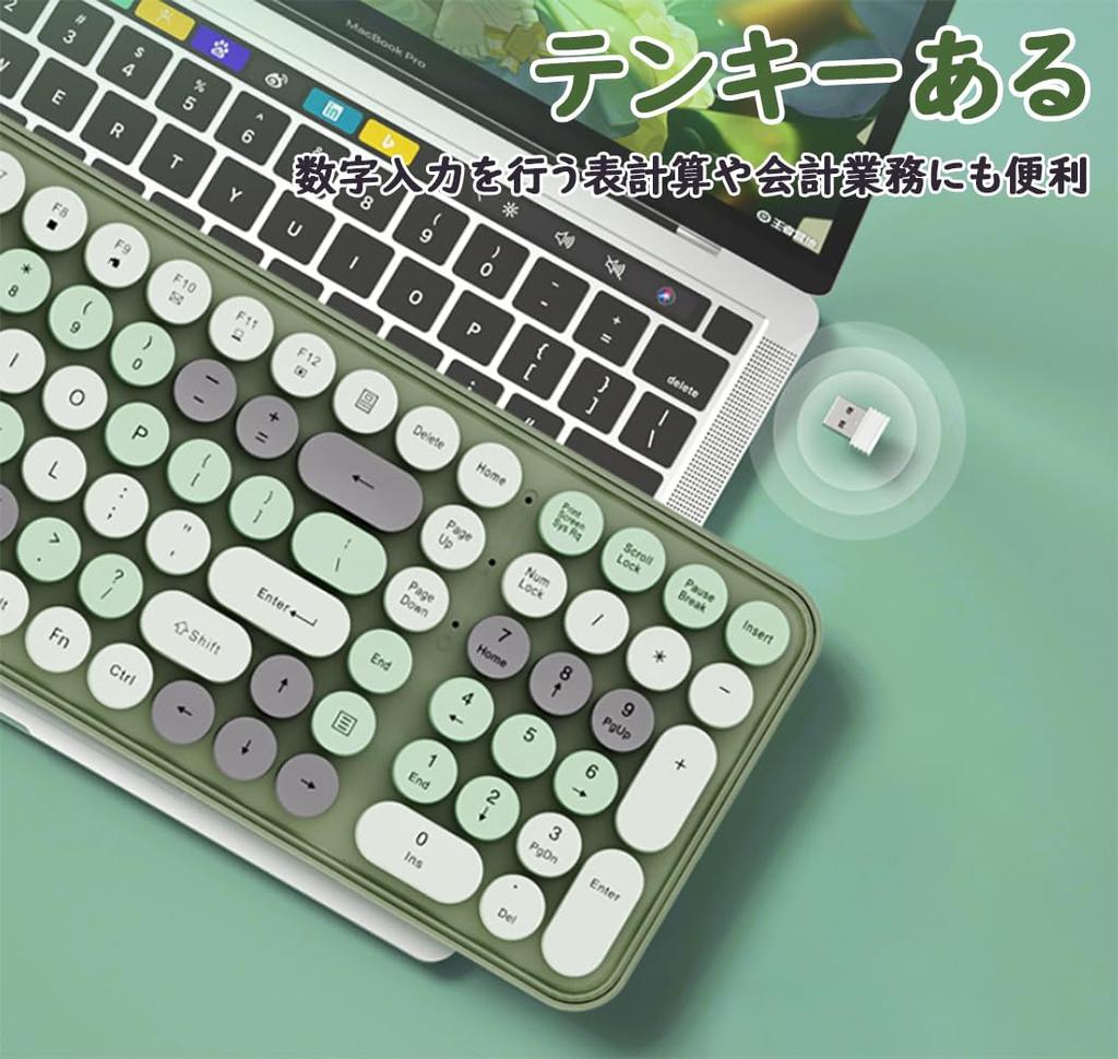 Wireless Typewriter-Style Keyboard [Multi-Connection, 2.4GHz & Bluetooth] Supports Up To 3 Devices Simultaneously, Includes Numeric Keypad, Quiet,