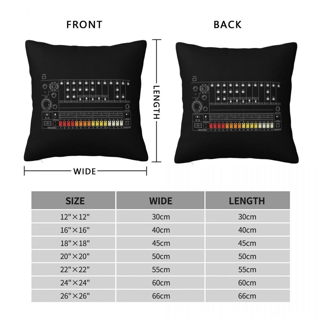 808 Vintage Drum Machine For Electronic Musician Square Pillowcase Pillow Cover Cushion Throw Pillow for Home Sofa Living Room