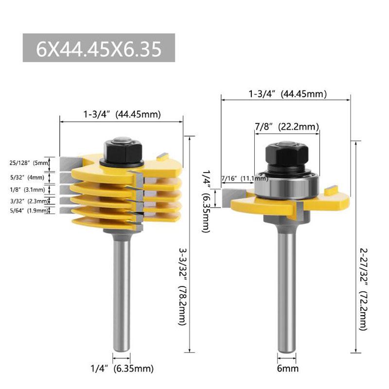 Set de freză cu 3 aripi, 7 buc, cuțit cimentat cu lamă, freză din carbură pentru lemn, 6 mm 1/4 inch 8 mm 12 mm 1/2 inch