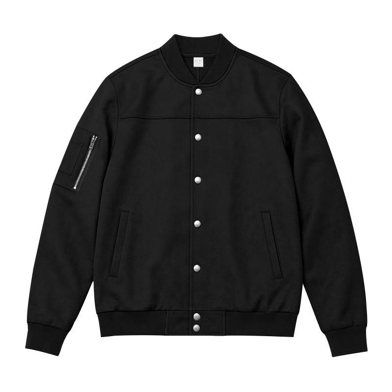 Men Faux‑Suede Bomber Jacket, Snap‑Button Front Contrast Ribbed Collar Cuffs Hem Zippered Sleeve Pocket Side Hand Pockets Casual Streetwear Outerwear